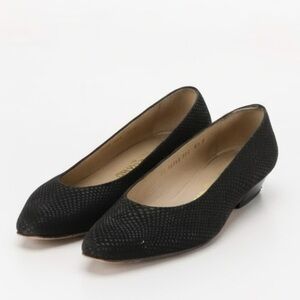Salvatore Ferragamo Leather and Stamped Suede Black Flats